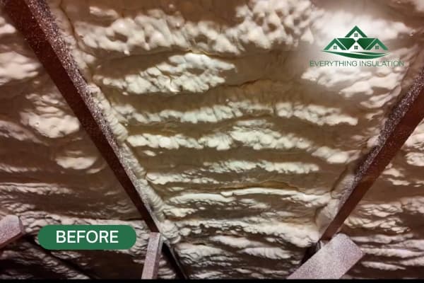 Spray foam before removal